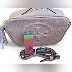 Tory Burch Blush Pebbled Leather Miller Crossbody Bag VGUC 🌸